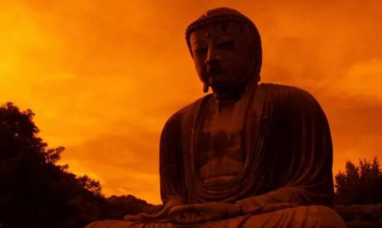 large Buddha in the sunset