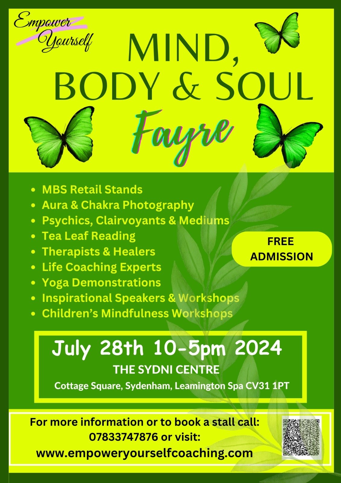 empower yourself event with a green and lime coloured background