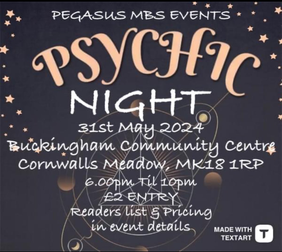 psychic night event page with dark background