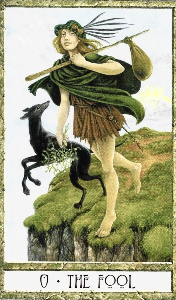 The fool tarot card from the Druid craft tarot deck