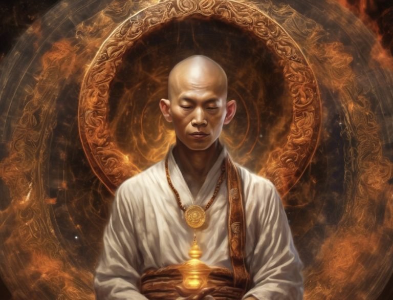 Monk spirit guide meditating