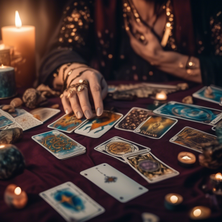 Psychic medium giving a tarot card Reading