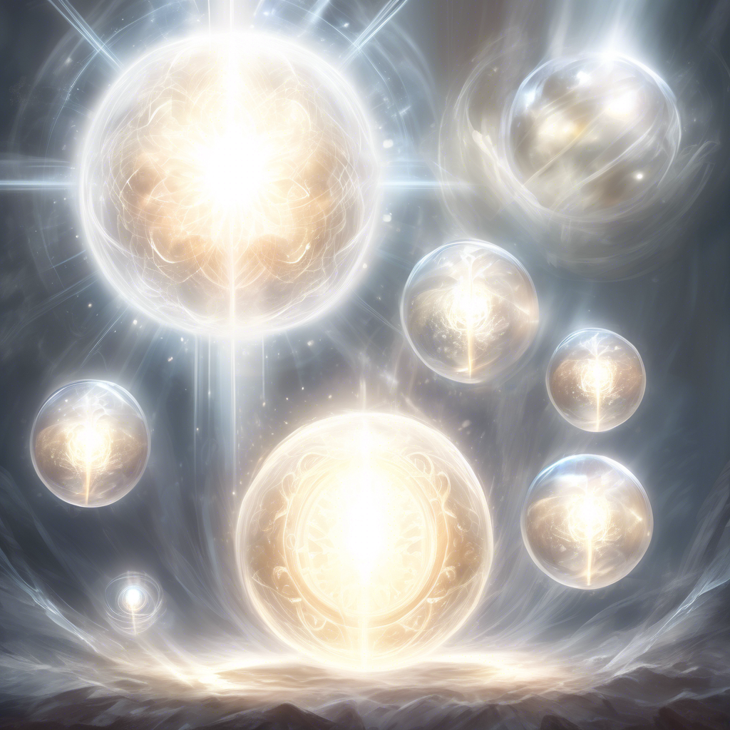 Spiritual orbs with white light and golden energy