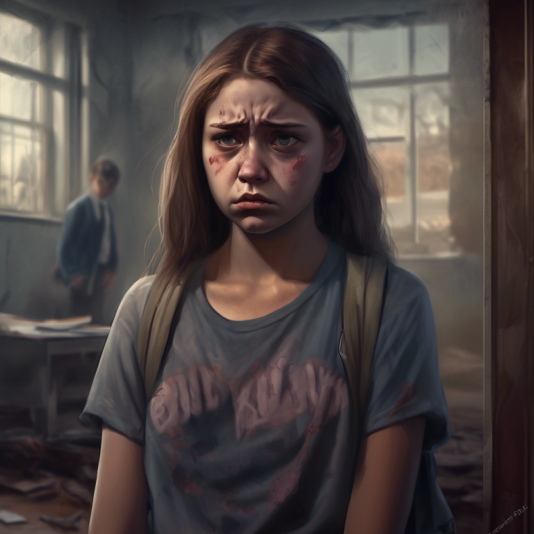 Unhappy young girl who’s been bullied