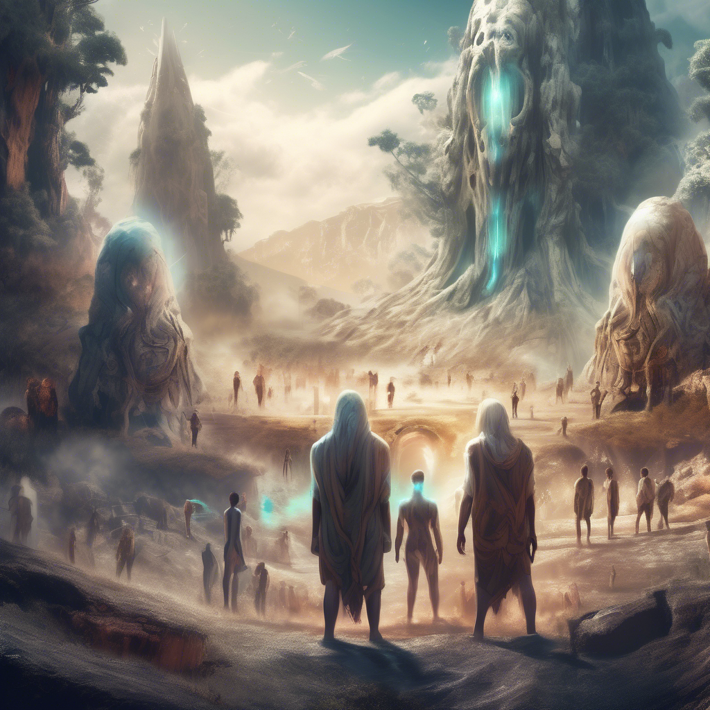 People in the spirit world In a beautiful scenery