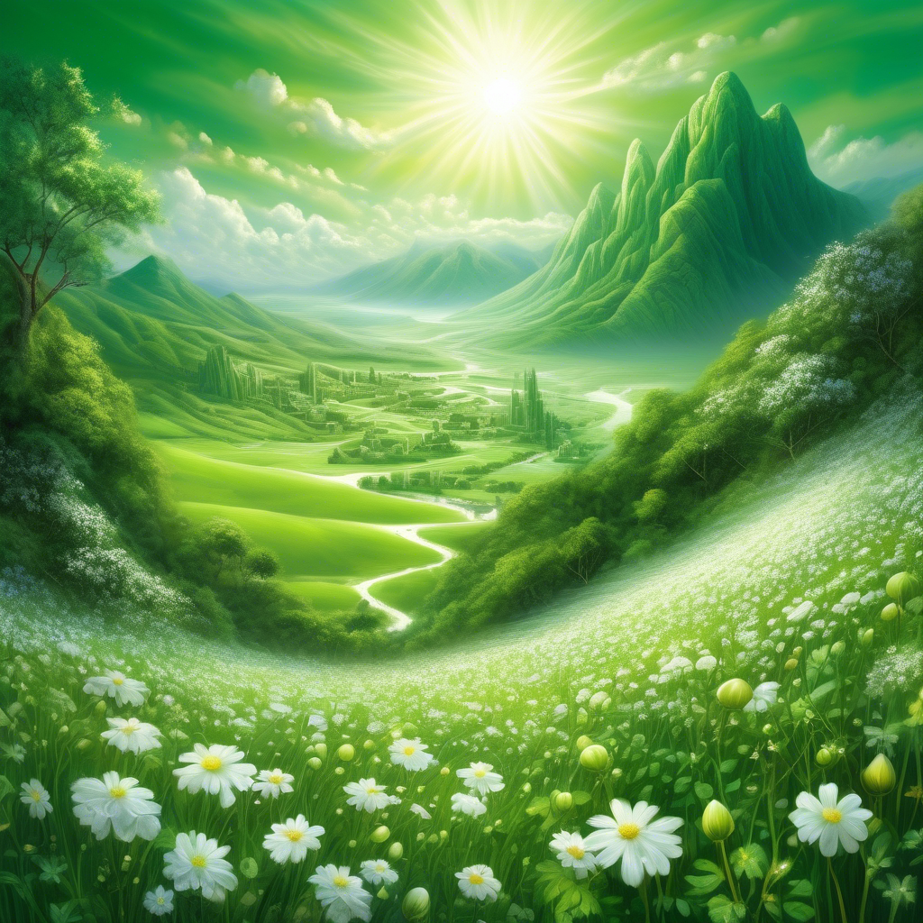 Beautiful green Valley with wildflowers in a spiritual place