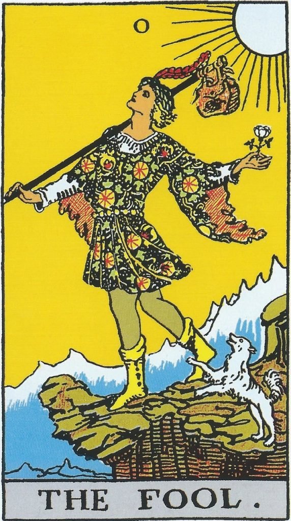 The fool tarot card from the Rider Waite tarot deck
