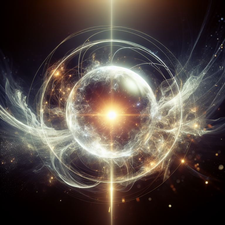 Spiritual orb glowing gold and white light