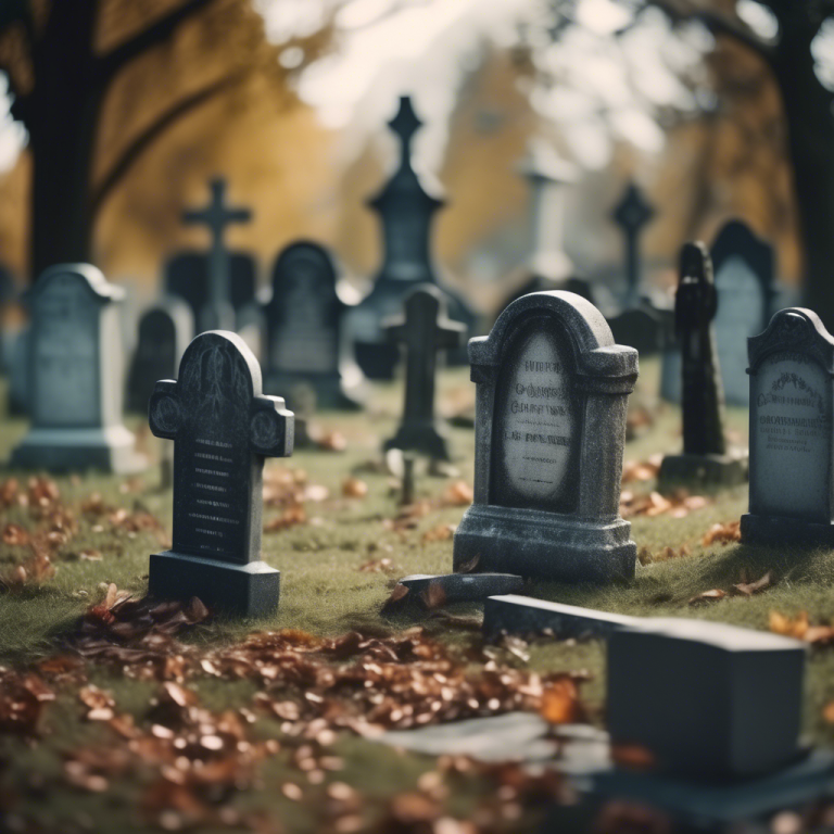 Graveyard with gravestones, death