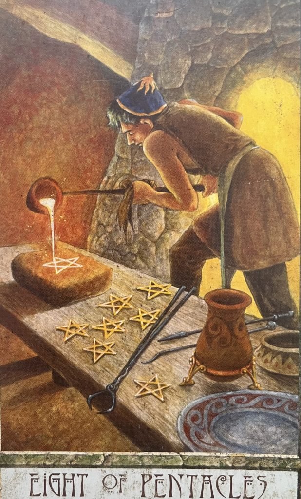 Eight of Pentacles, Druid Craft Tarot