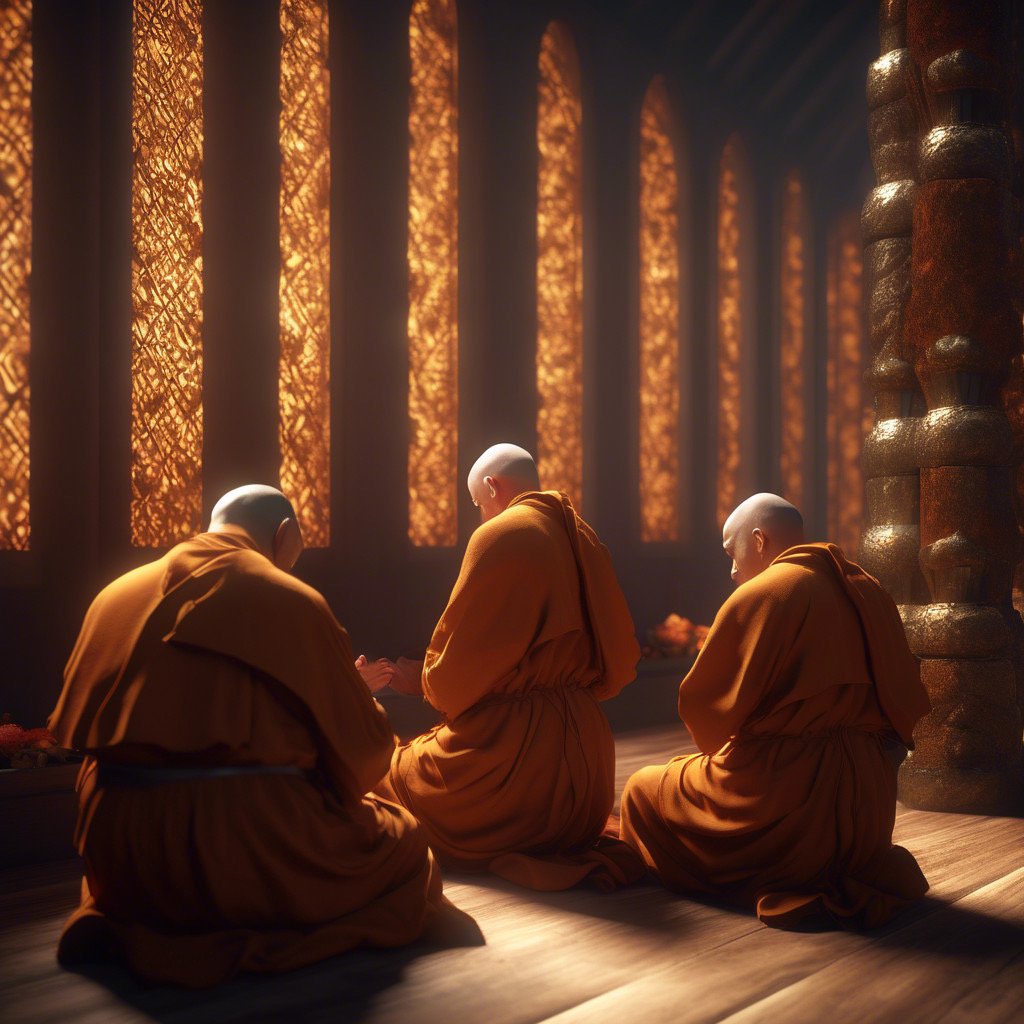 Buddhist monks praying, empathy