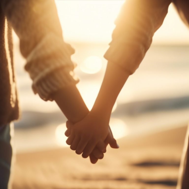 Holding hands spiritually on a beach, psychic medium
